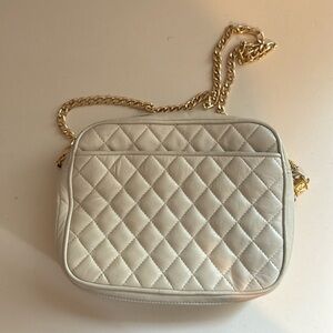 Vintage Jay Herbert quilted leather handbag, ivory and gold